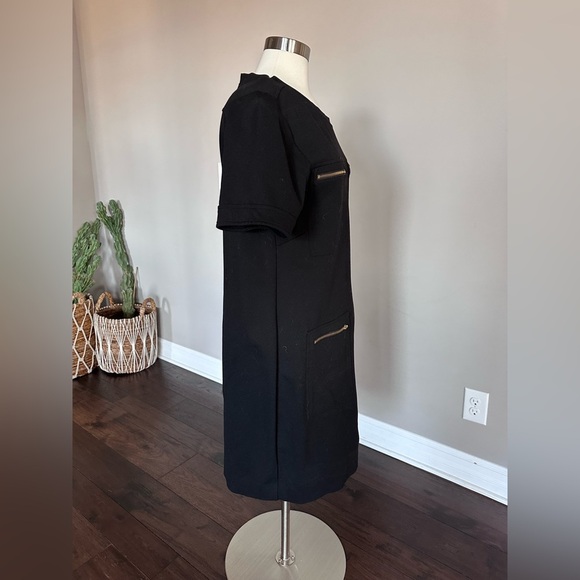 J. Crew Pocket Midi Dress Sheath Gold Zipper Career Business Casual Black W's 14 - Picture 5 of 12